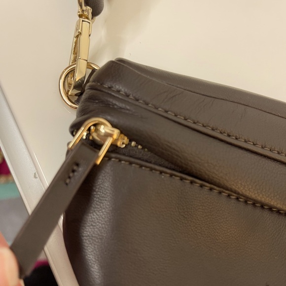 Zara Chocolate Brown Leather + Silk cross body bag. Never worn. - Picture 5 of 5
